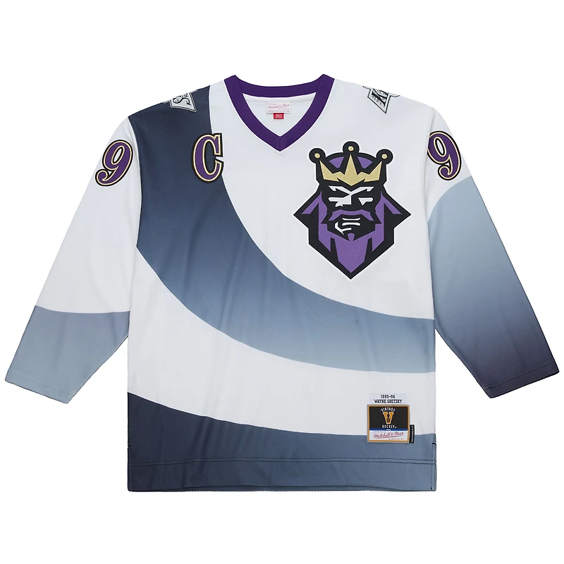 Men's Mitchell & Ness Wayne Gretzky White Los Angeles Kings Big Tall 1995-96 Blue Line 2.0 Jersey