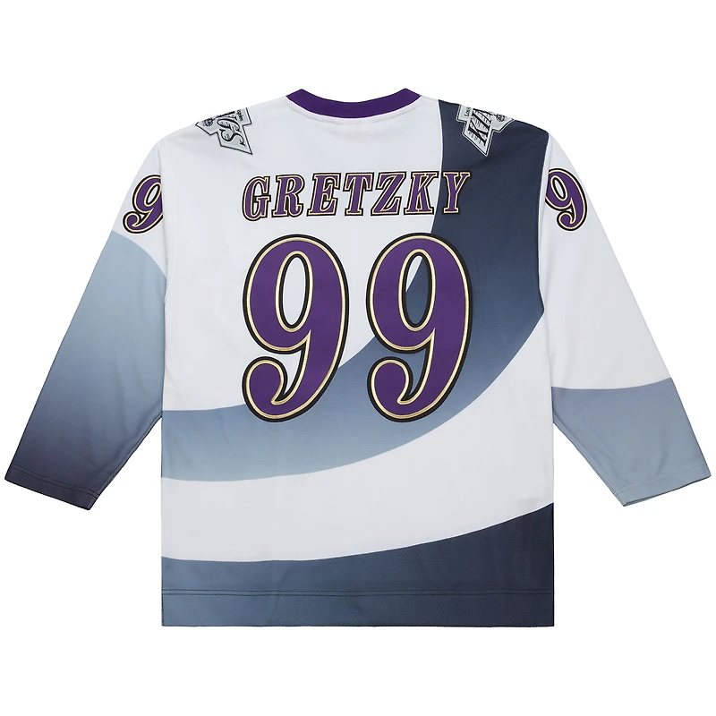 Men's Mitchell & Ness Wayne Gretzky White Los Angeles Kings Big Tall 1995-96 Blue Line 2.0 Jersey