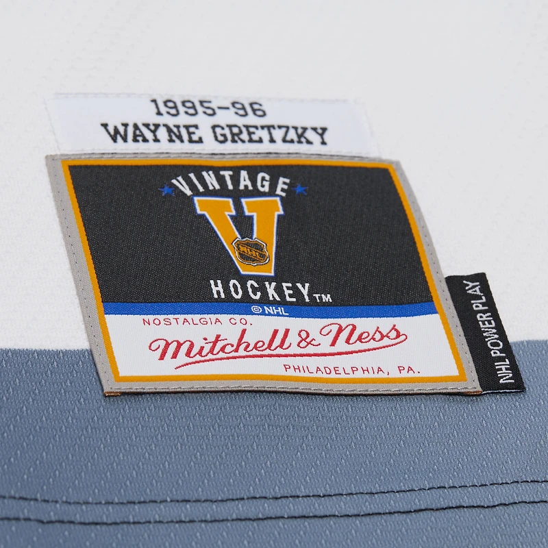 Men's Mitchell & Ness Wayne Gretzky White Los Angeles Kings Big Tall 1995-96 Blue Line 2.0 Jersey