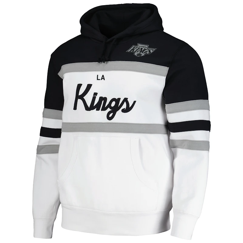 Men's Mitchell & Ness White/Black Los Angeles Kings Head Coach Pullover Hoodie