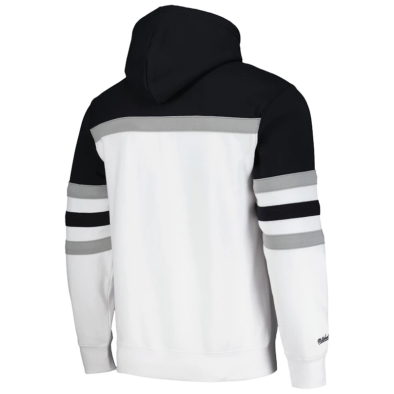 Men's Mitchell & Ness White/Black Los Angeles Kings Head Coach Pullover Hoodie