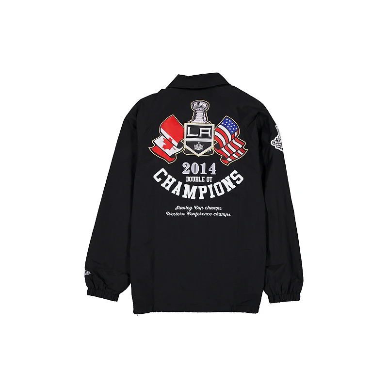 Veste New Era noire pour homme, modèle Los Angeles Kings Champions, à boutons-pression.