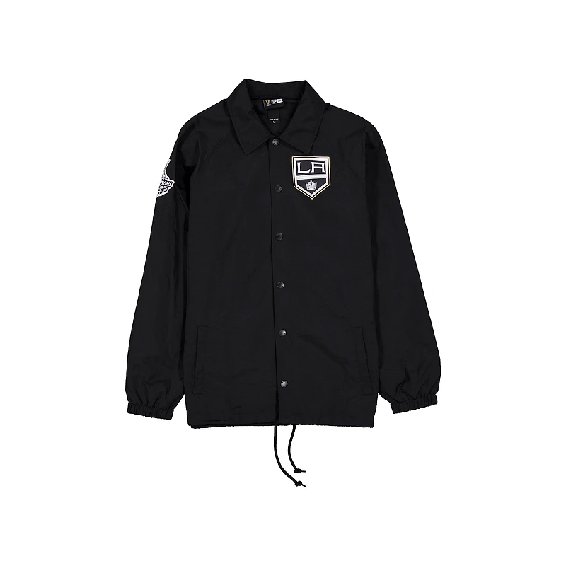 Veste New Era noire pour homme, modèle Los Angeles Kings Champions, à boutons-pression.