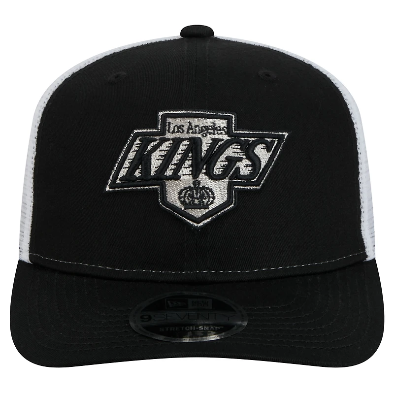 Men's New Era Black Los Angeles Kings Core Trucker 9SEVENTY Stretch-Snap Hat