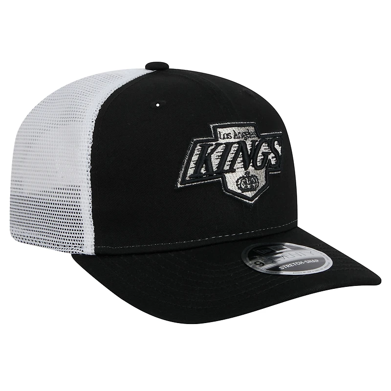 Men's New Era Black Los Angeles Kings Core Trucker 9SEVENTY Stretch-Snap Hat