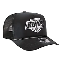 Men's New Era  Black Los Angeles Kings Faded A-Frame 9FIFTY Trucker Snapback Hat