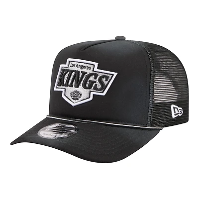 Casquette trucker New Era 9FIFTY noire Los Angeles Kings pour homme, style délavé.