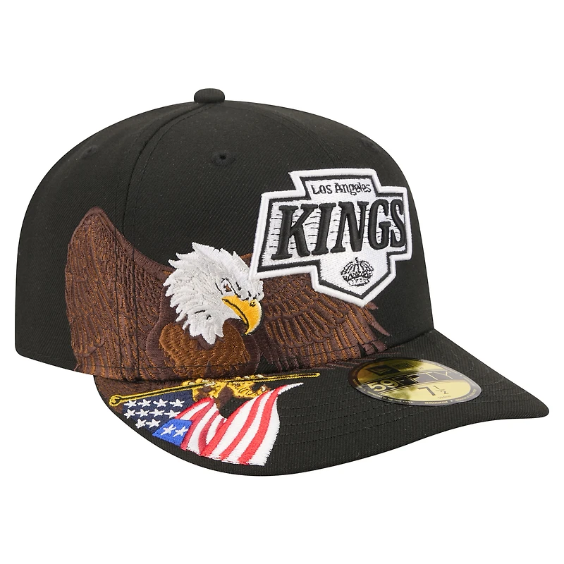 Men's New Era Black Los Angeles Kings Freedom Pre-Curved 59FIFTY Fitted Hat