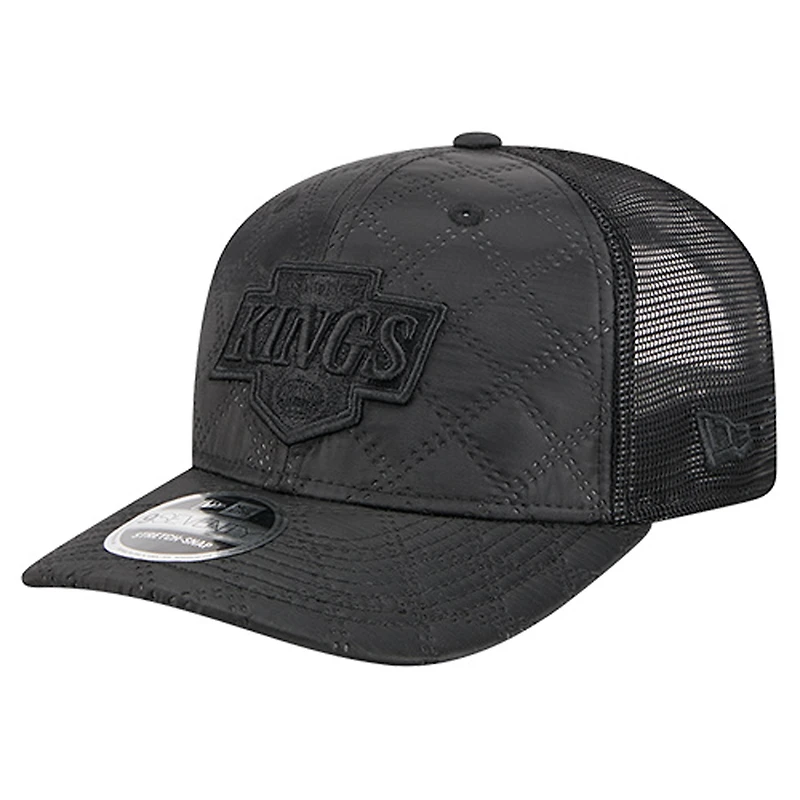 Men's New Era Black Los Angeles Kings Quilted Nylon 9SEVENTY Adjustable Trucker Hat