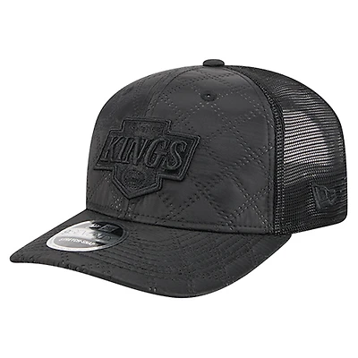 Men's New Era  Black Los Angeles Kings Quilted Nylon 9SEVENTY Adjustable Trucker Hat