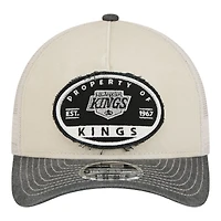 Men's New Era  Natural/Black Los Angeles Kings Frayed M-Crown A-Frame 9FORTY Trucker Adjustable Hat