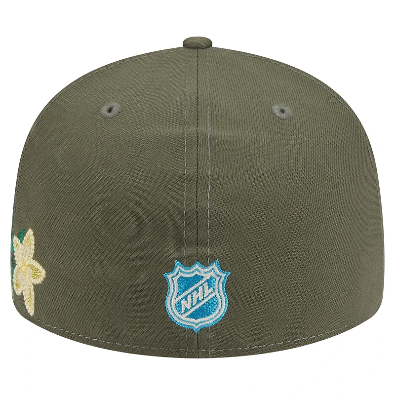 Men's New Era Olive Los Angeles Kings Tonal Florals 59FIFTY Fitted Hat