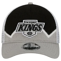 Men's New Era  Silver/Black Los Angeles Kings Hockey Sock 9FORTY A-Frame M-Crown Adjustable Trucker Hat