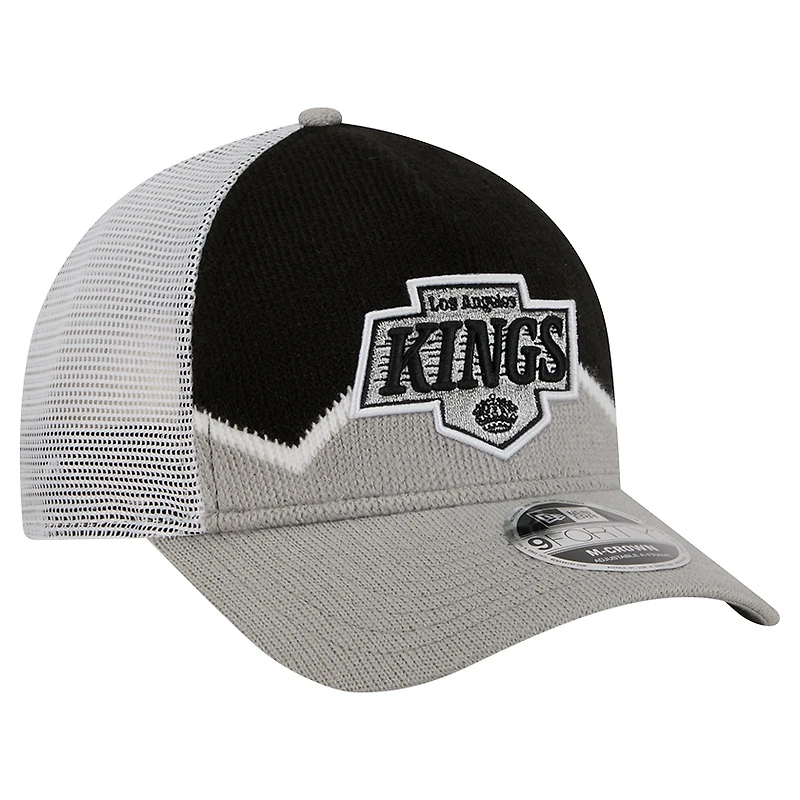 Men's New Era  Silver/Black Los Angeles Kings Hockey Sock 9FORTY A-Frame M-Crown Adjustable Trucker Hat