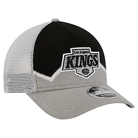 Men's New Era  Silver/Black Los Angeles Kings Hockey Sock 9FORTY A-Frame M-Crown Adjustable Trucker Hat