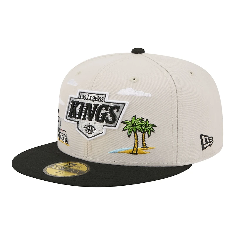 Casquette ajustée New Era 59FIFTY pour homme, beige/noir, Los Angeles Kings, modèle City Icon.