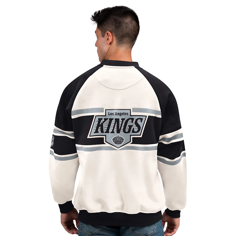 Men's Starter  White Los Angeles Kings Defense Fleece Crewneck Sweatshirt