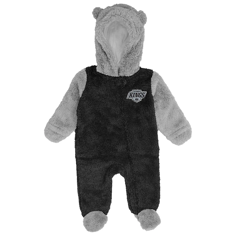 Nouveau-né et bébé Noir Los Angeles Kings Game Nap Teddy Fleece Bunting Full-Zip Sleeper