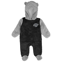 Nouveau-né et bébé Noir Los Angeles Kings Game Nap Teddy Fleece Bunting Full-Zip Sleeper