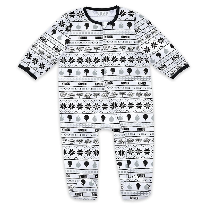 Ensemble de Noël pour nouveau-né WEAR by Erin Andrews avec pyjama et bavoir à fermeture éclair imprimé intégral des Kings Los Angeles