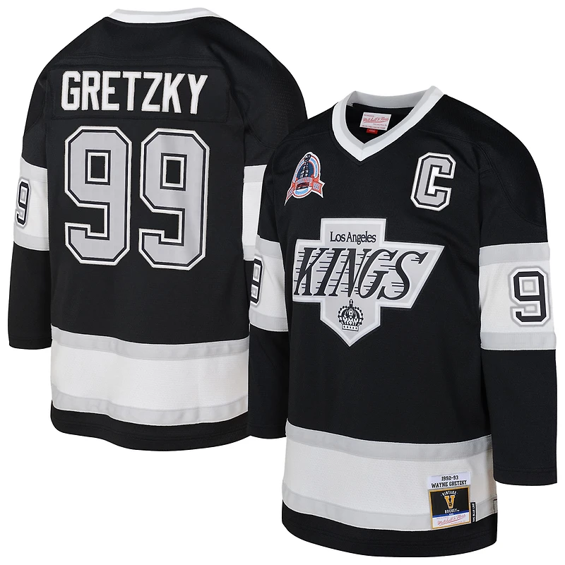 Maillot de joueur Mitchell & Ness Wayne Gretzky Black Los Angeles Kings 1992/93 Blue Line 2.0