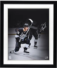 Quinton Byfield Los Angeles Kings Autographed 16" x 20" Black Jersey Celebration Spotlight Photograph