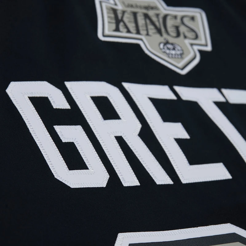 Veste unisexe Mitchell & Ness Wayne Gretzky noire Los Angeles Kings Maxxed Out en satin entièrement zippée