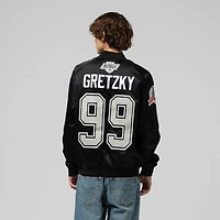 Veste unisexe Mitchell & Ness Wayne Gretzky noire Los Angeles Kings Maxxed Out en satin entièrement zippée