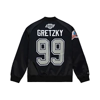 Veste unisexe Mitchell & Ness Wayne Gretzky noire Los Angeles Kings Maxxed Out en satin entièrement zippée