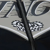 Veste unisexe Mitchell & Ness Wayne Gretzky noire Los Angeles Kings Maxxed Out en satin entièrement zippée