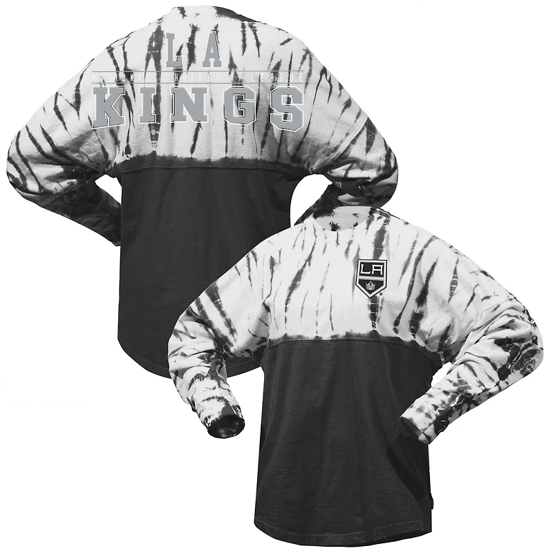 T-shirt unisexe Spirit Jersey noir Los Angeles Kings Crystal Half Dye à manches longues