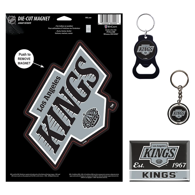 Lot de 4 porte-clés et aimants WinCraft Los Angeles Kings