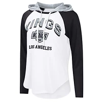 T-shirt à capuche manches longues raglan G-III 4Her par Carl Banks pour femme, blanc, Los Angeles Kings VIP