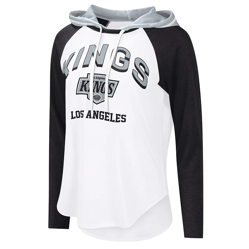 T-shirt à capuche manches longues raglan G-III 4Her par Carl Banks pour femme, blanc, Los Angeles Kings VIP