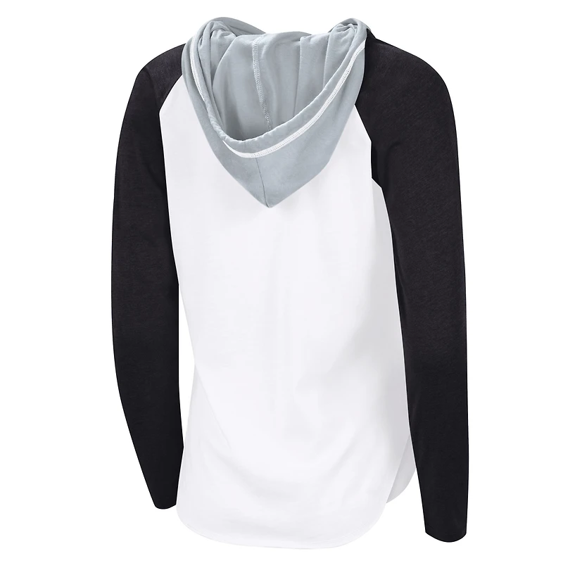 T-shirt à capuche manches longues raglan G-III 4Her par Carl Banks pour femme, blanc, Los Angeles Kings VIP