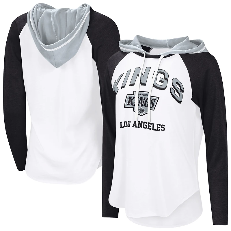 T-shirt à capuche manches longues raglan G-III 4Her par Carl Banks pour femme, blanc, Los Angeles Kings VIP