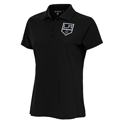 Women's Antigua Black Los Angeles Kings Team Logo Legacy Pique Polo