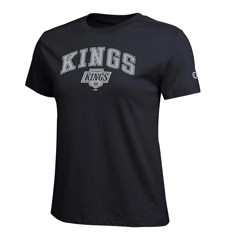 Women's Champion  Black Los Angeles Kings Arch Mascot Logo T-Shirt
