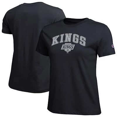 Women's Champion  Black Los Angeles Kings Arch Mascot Logo T-Shirt