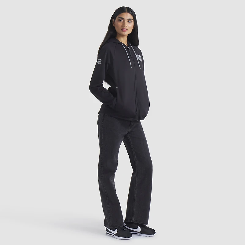 Sweat à capuche zippé intégral Fanatics Black Authentic Pro Rink des Los Angeles Kings pour femme