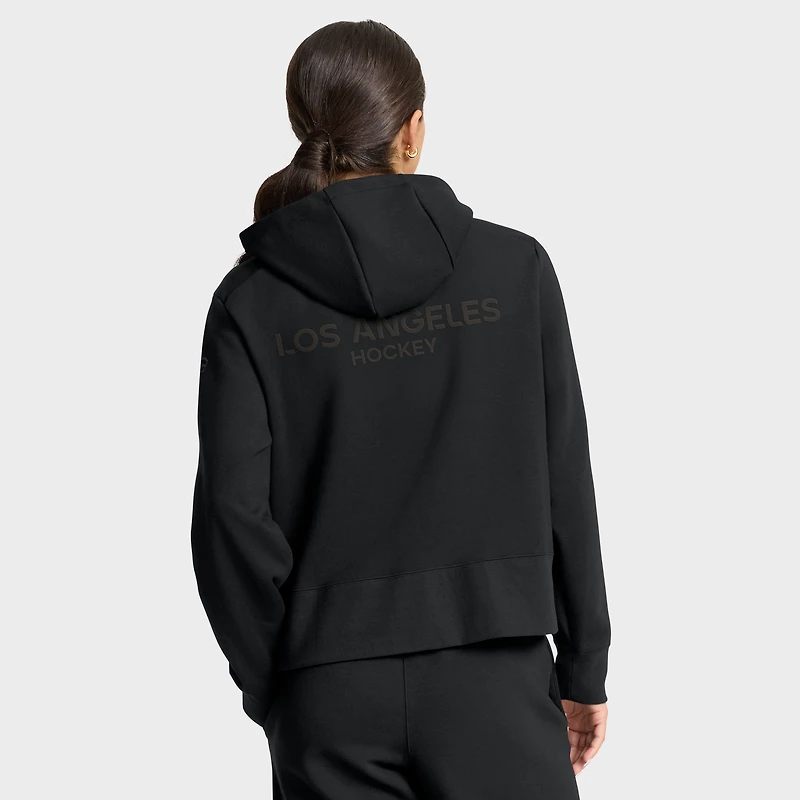 Sweat à capuche zippé quart de zip authentique Pro Road Tri-Blend des Los Angeles Kings pour femmes Fanatics noir