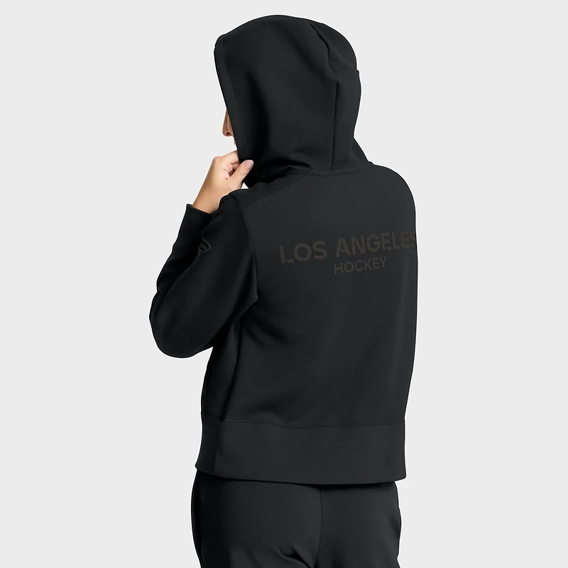 Sweat à capuche zippé quart de zip authentique Pro Road Tri-Blend des Los Angeles Kings pour femmes Fanatics noir