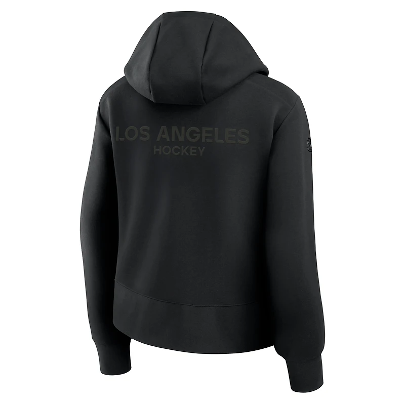 Women's Fanatics Black Los Angeles Kings Authentic Pro Road Tri-Blend Quarter-Zip Hoodie