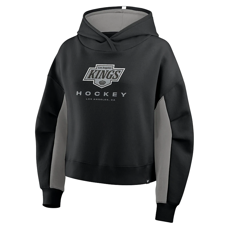 Sweat à capuche boxy noir carreaux arrière des Los Angeles Kings Fanatics pour femmes