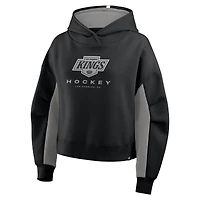 Sweat à capuche boxy noir carreaux arrière des Los Angeles Kings Fanatics pour femmes
