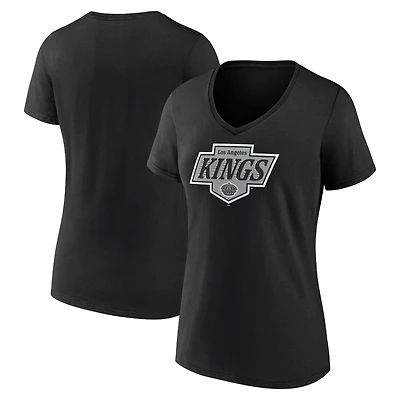 Women's Fanatics Black Los Angeles Kings New Primary Logo V-Neck T-Shirt