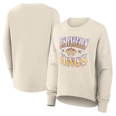 Women's Fanatics Cream Los Angeles Kings Oversized Vintage Slice Pullover Sweatshirt