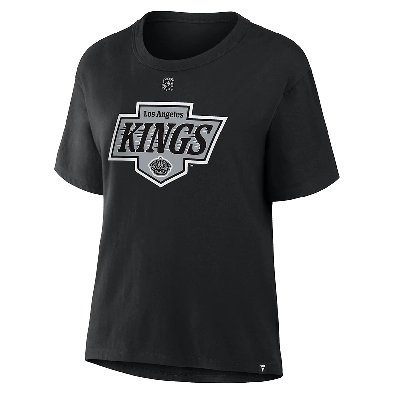 T-shirt Fanatics Drew Doughty noir authentique des Los Angeles Kings avec nom et numéro Stack pour femme