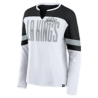 Women's Fanatics White/Black Los Angeles Kings Frozen Long Sleeve Notch Neck T-Shirt