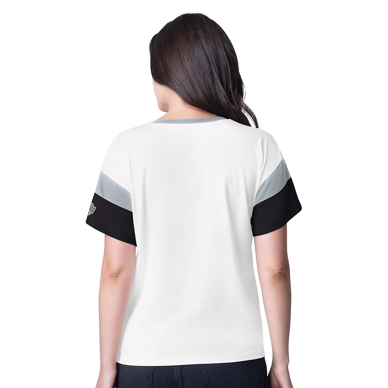 Women's G-III 4Her by Carl Banks  White Los Angeles Kings Rink Oversized Rhinestone V-Neck T-Shirt